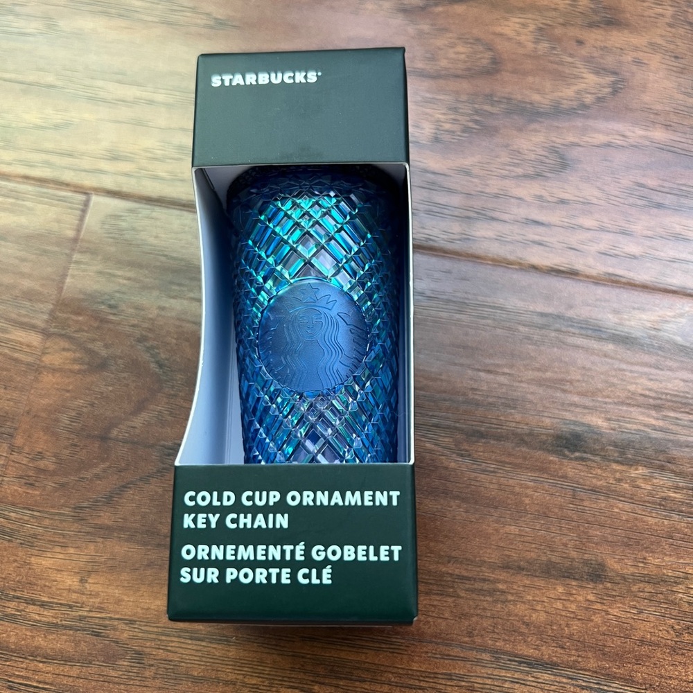 Starbucks blue diamond design cold cup ornament keychain
